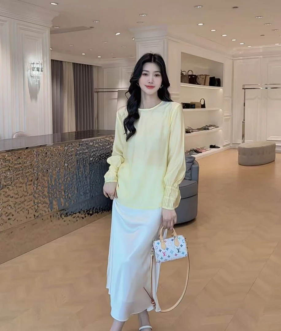 FF M胸104长67圆领长袖简约复古防晒日常衬衫宽松上衣 9980