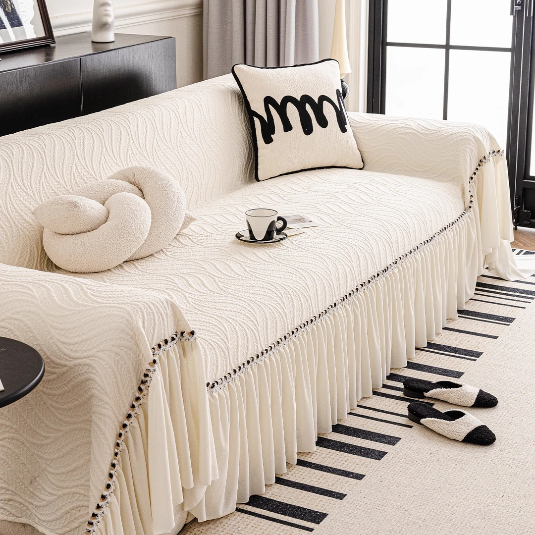 海藻奶油风沙发盖布防猫抓防滑四季通用2025新款沙发巾全盖坐垫