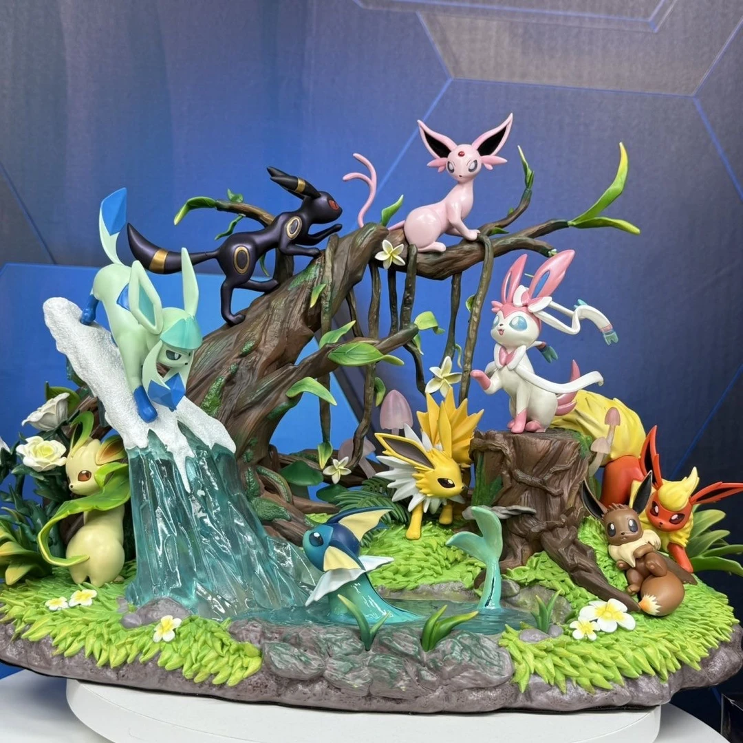 全款现货宠物小精灵伊布家族场景手办进化神奇GK宝可周边模型摆件