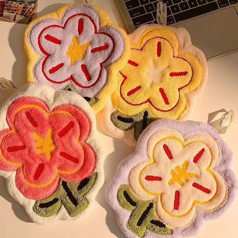 花朵擦手巾挂式吸水加厚卫生间擦手帕毛巾洗手小方巾厨房抹布少女