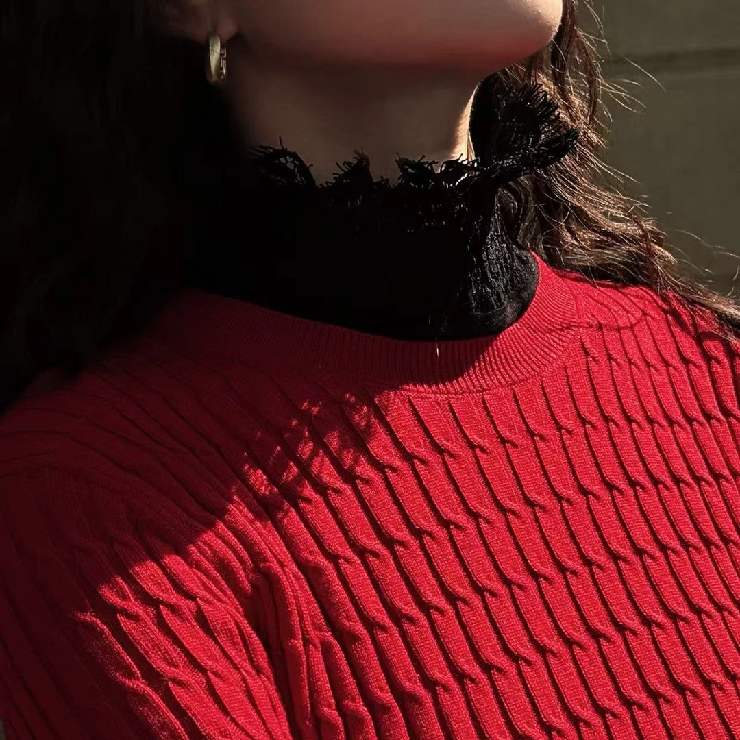 D&MX 可持续精致高领水溶蕾丝肌底衣高个子打底C27001