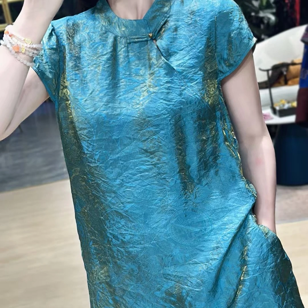 2025早秋新款中式复古风提花短袖时尚气质穿搭无袖上衣