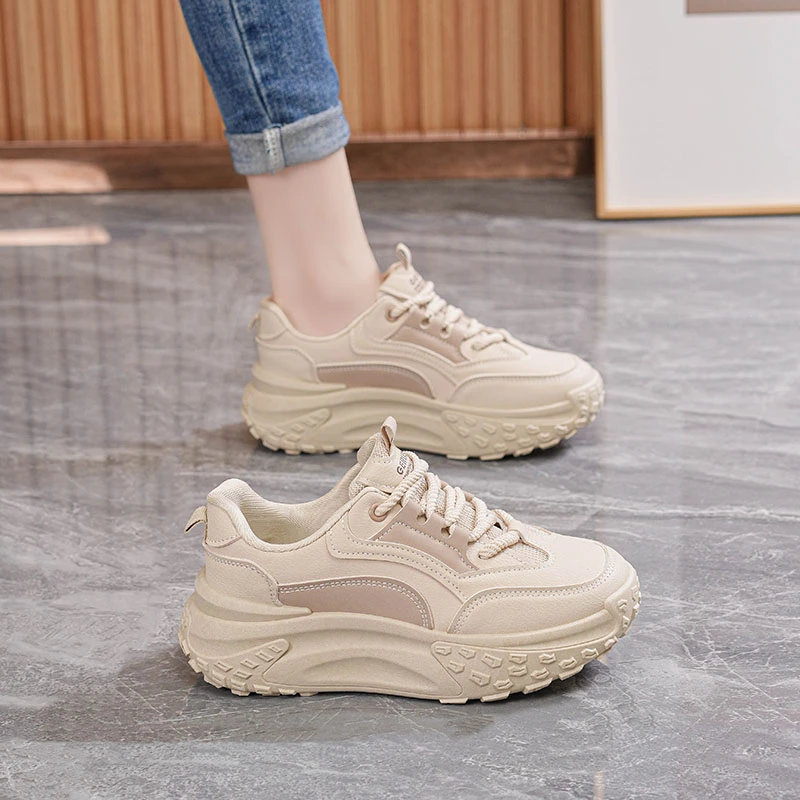 欧伦啄木鸟厚底百搭爆款老爹鞋女新款春秋季跑步鞋休闲增高运动鞋