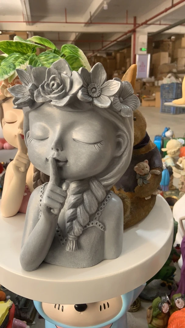 没颜色人头花盆摆件（默认发）