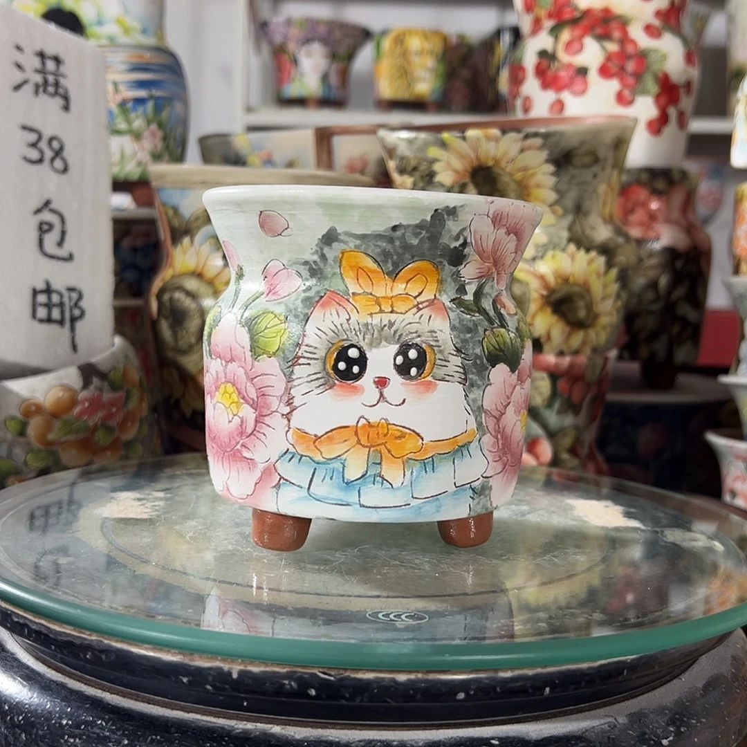 景德镇手绘花盆幸运花盆