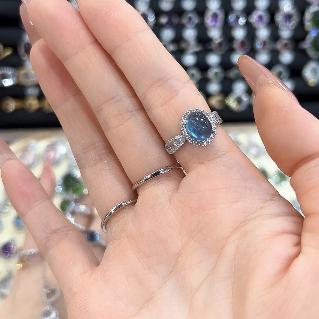 小***酱岫玉银S925镶嵌戒指