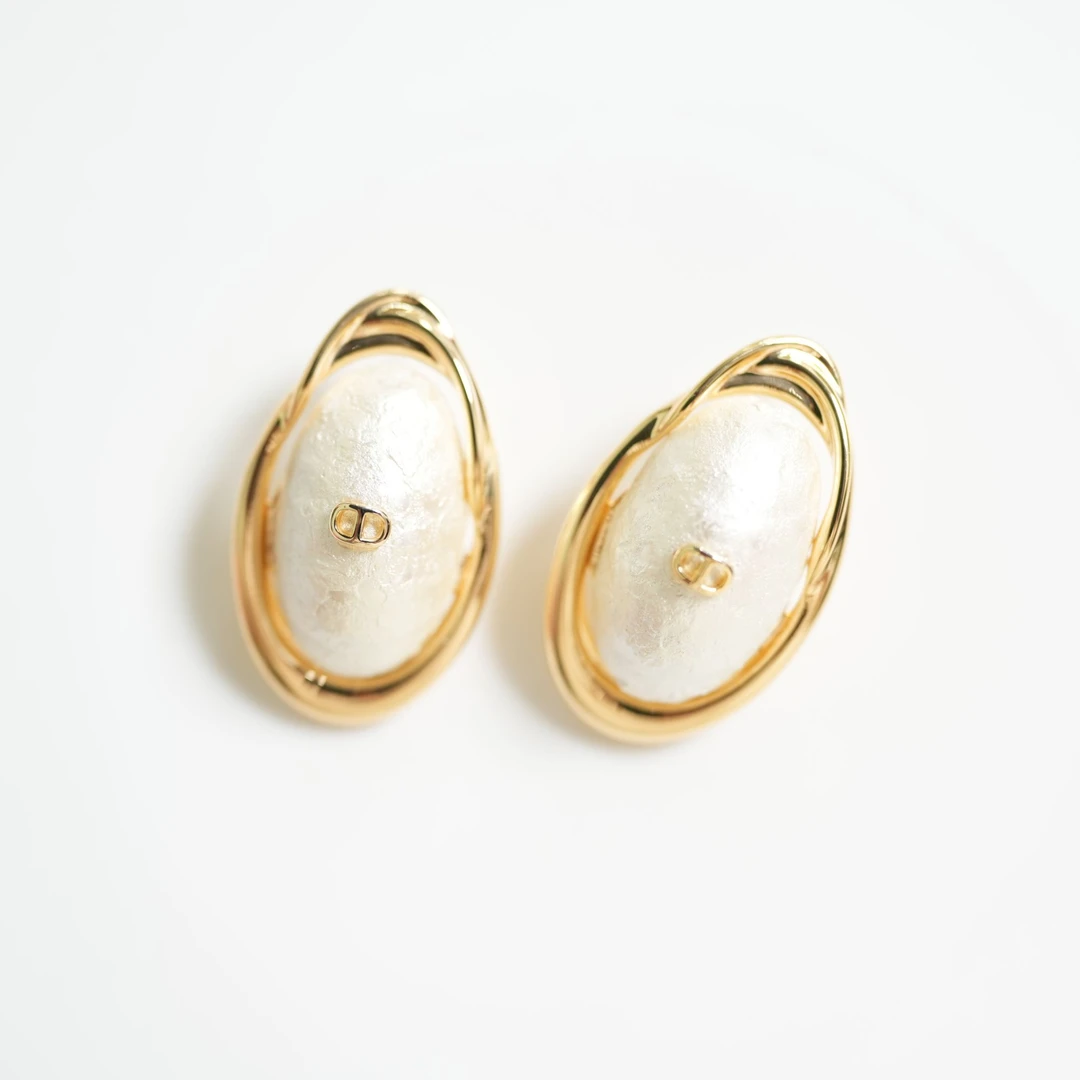 铜合金耳饰  5284西洋中古风 vintage复古白色棉花珠耳钉