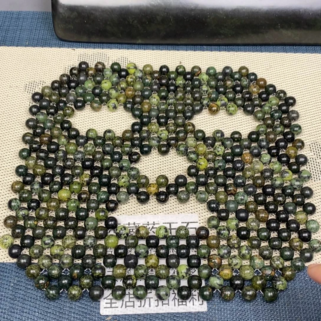 用***夕蛇纹石玉未镶嵌药王石10mm面罩