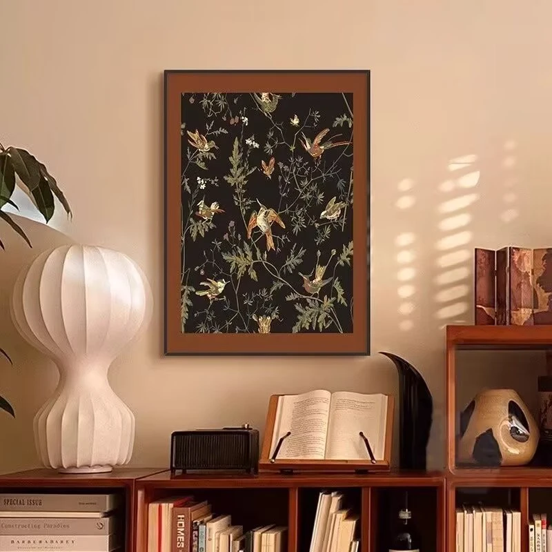 美式复古植物花鸟图装饰画客厅中古风卧室挂画餐厅摆画壁画S19
