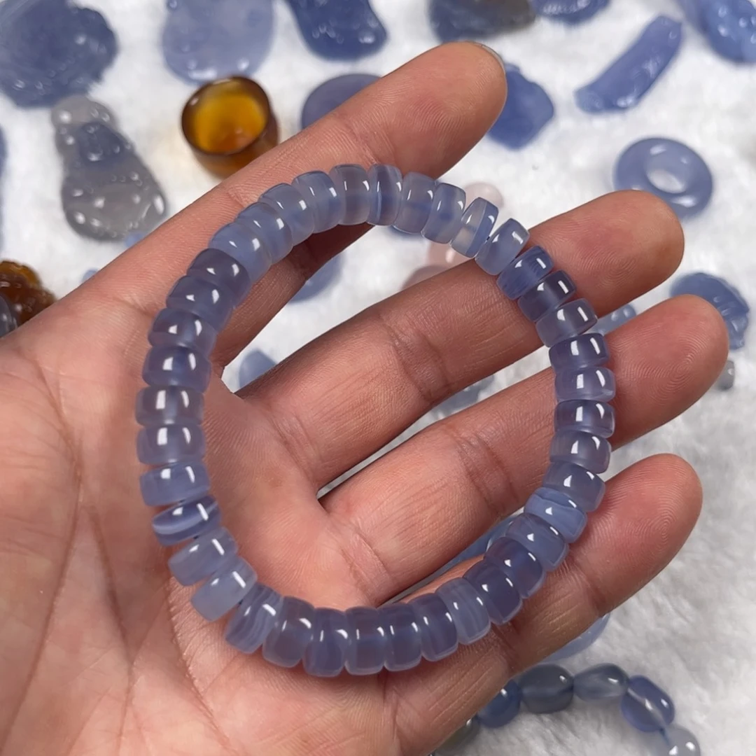 玛瑙/玉髓手链未镶嵌霖*蓝玛瑙手链