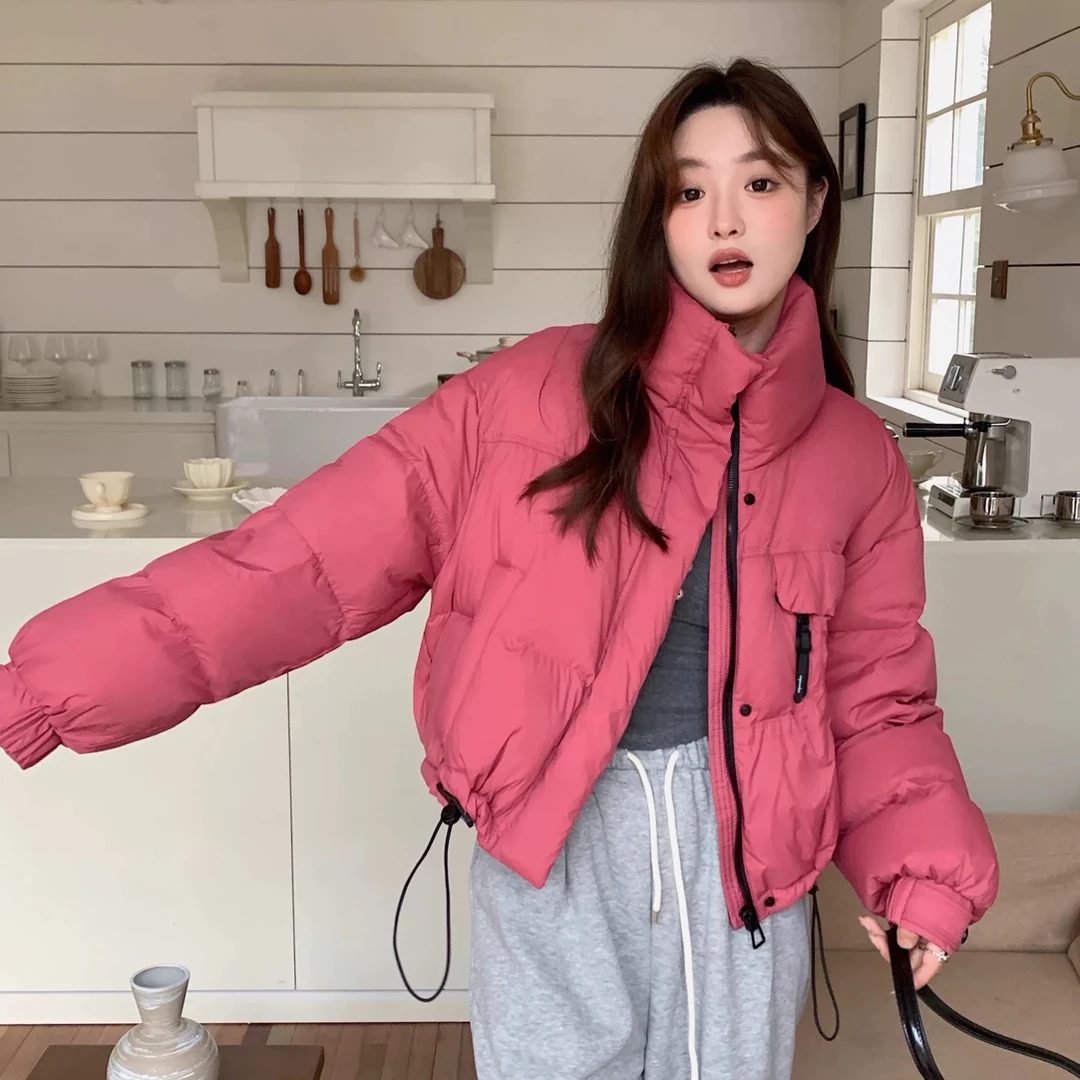~羽绒服女短款2025新款韩版立领简约加厚小个子超好看面包服外套