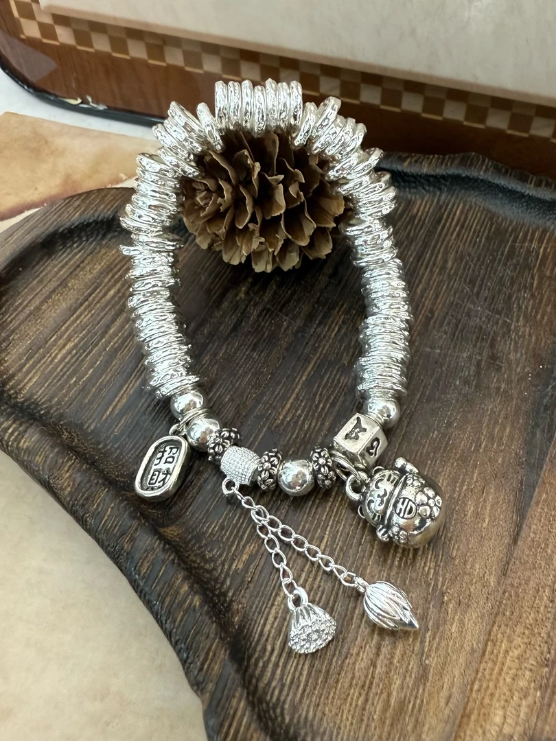 足银手链 碎银盘缠亮亮闪闪弹力绳时尚百搭手串