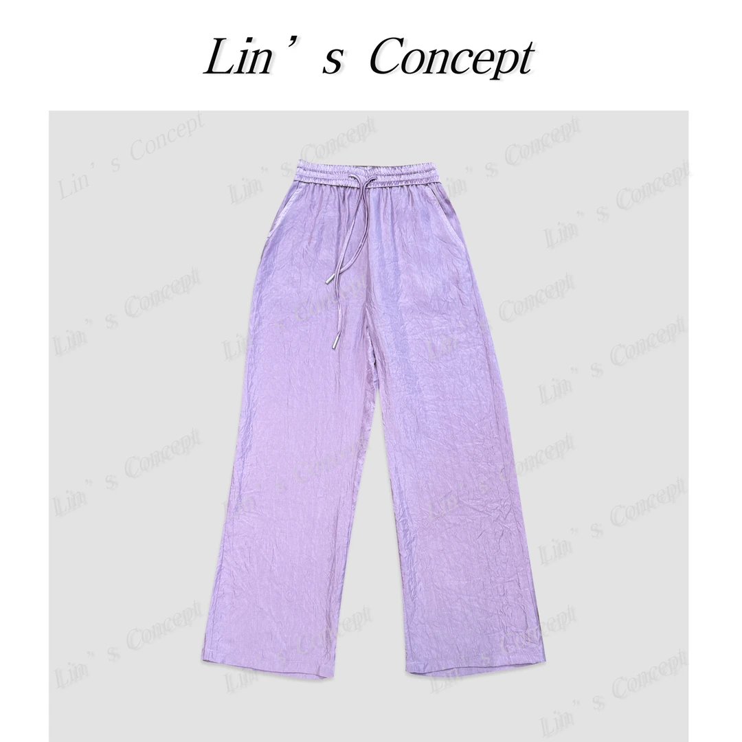 【Lin's concept】极简设计师款松紧腰肌理垂感休闲裤 DL2405053