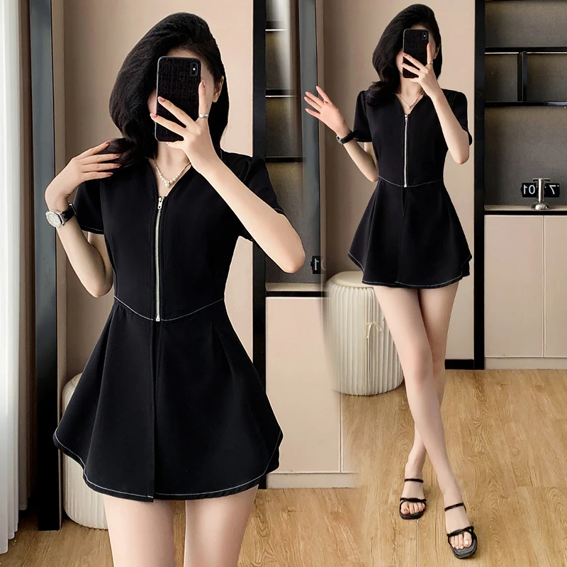 大码女装 小个子大码套装2025夏季新款显瘦时尚上衣+短裤两件套