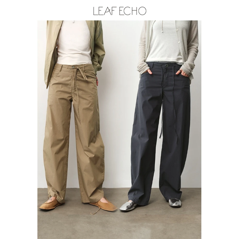 Leaf Echo 高质感压褶设计抗皱防水防污镰刀裤休闲裤女L0299BT013