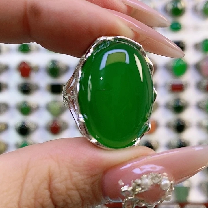 银S925镶嵌戒指玛瑙/玉髓