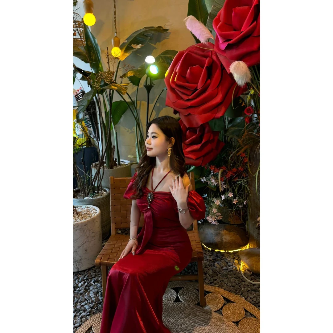 【INXU设计师原创】全宇宙首发2025一字肩泡泡袖鱼尾连衣裙HZ80004