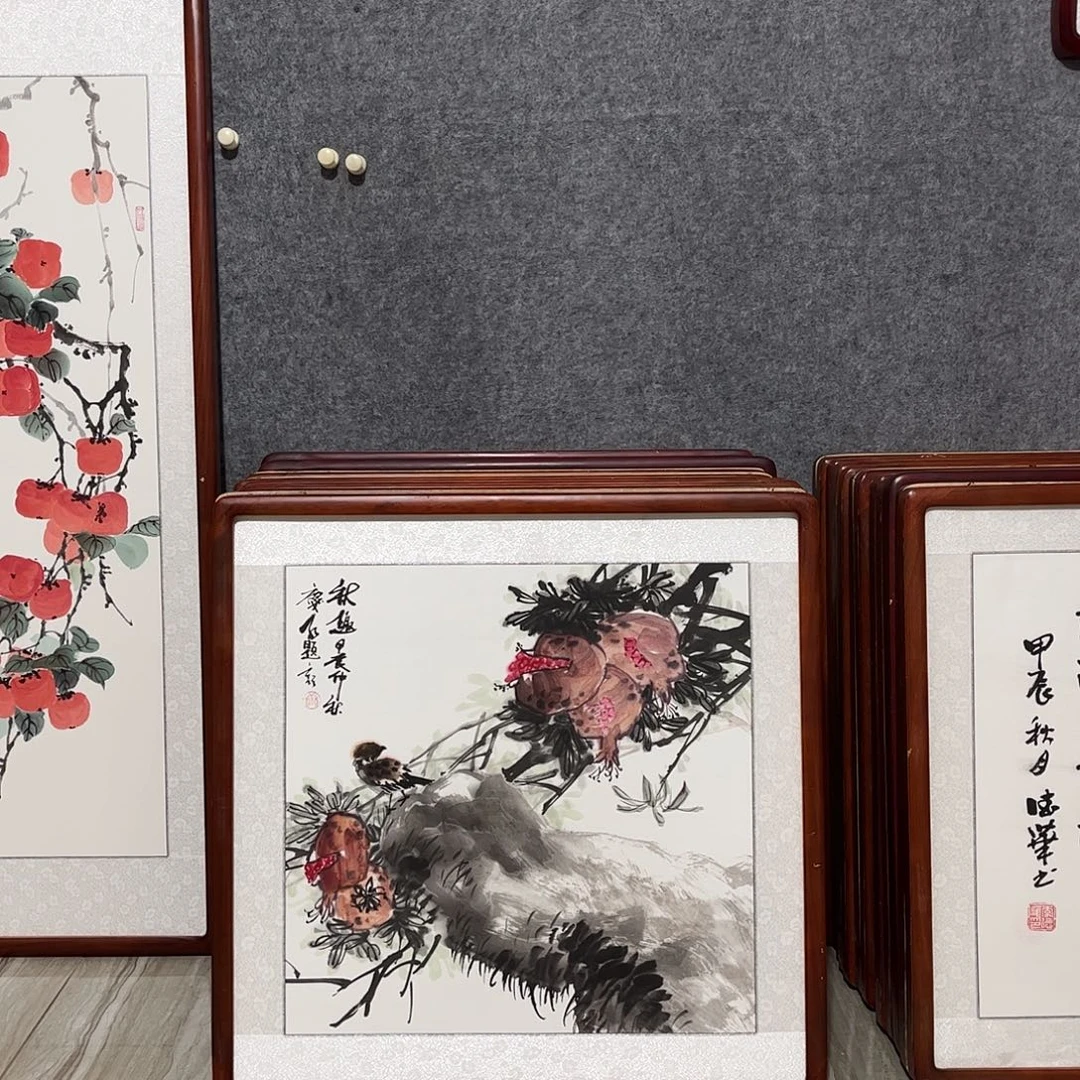 国画书画作品带框63×63