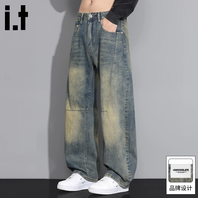 it :CHOCOOLATE美式复古弯刀牛仔裤男士春秋潮牌设计感宽松直筒裤
