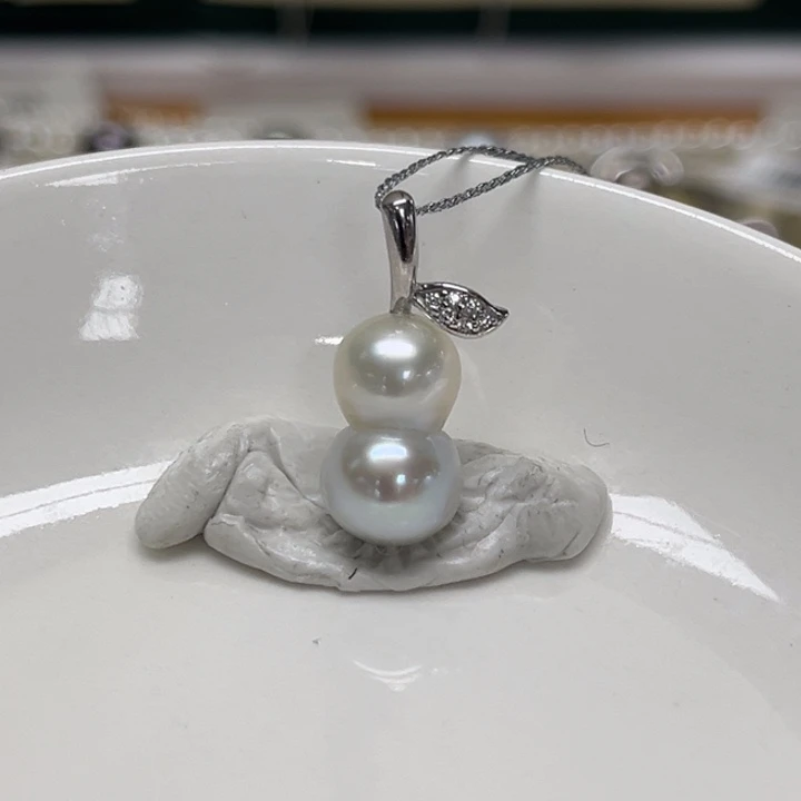 海水珍珠银S925镶嵌颈饰澳白 7-9mm 56号