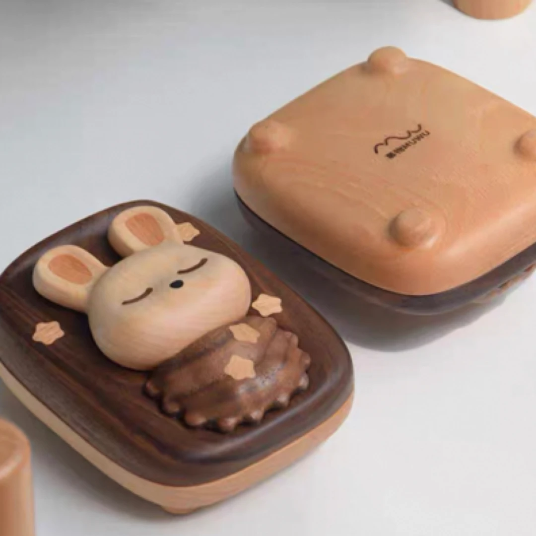 儿童可爱收纳盒刻字礼品小兔子宝宝实木创意生日可胎毛黑胡桃乳牙