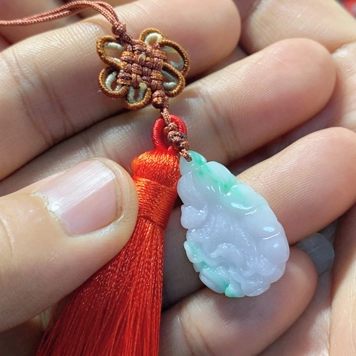 翡翠未镶嵌颈饰缅甸翡翠A货飘花白菜百财挂件