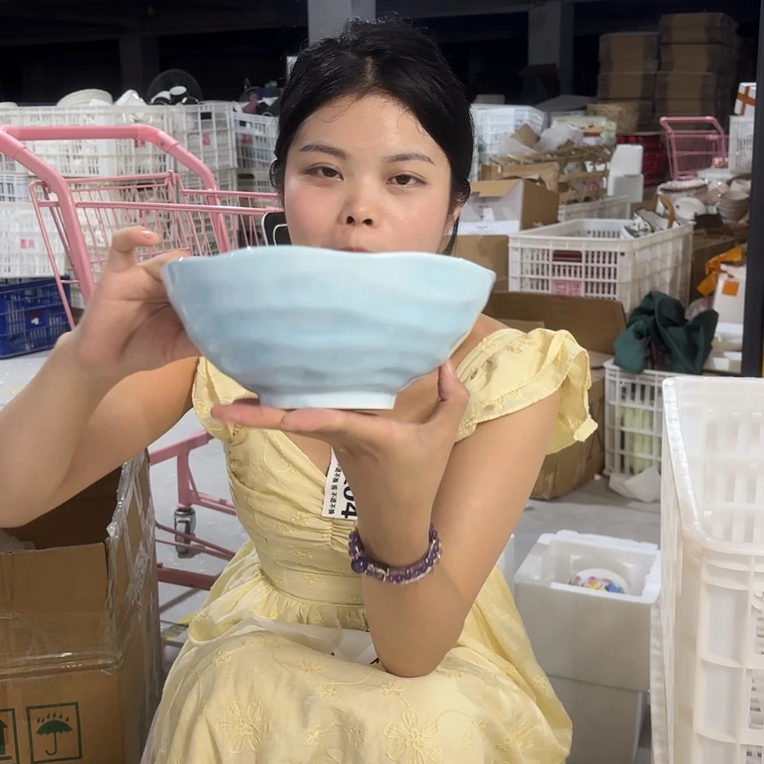 瓷微瑕陶瓷餐具釉下彩8寸碗