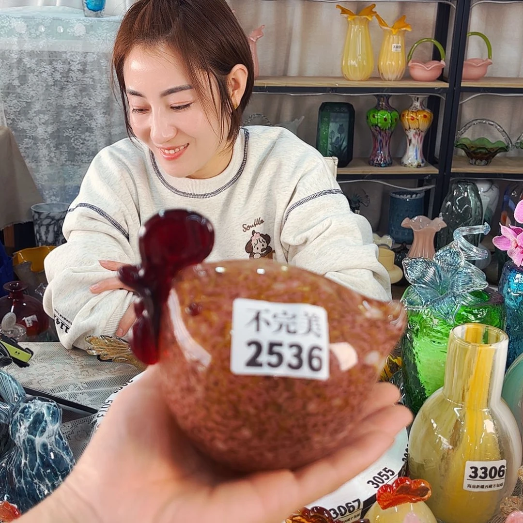 2536小花鸡家悦琉璃工艺品不完美