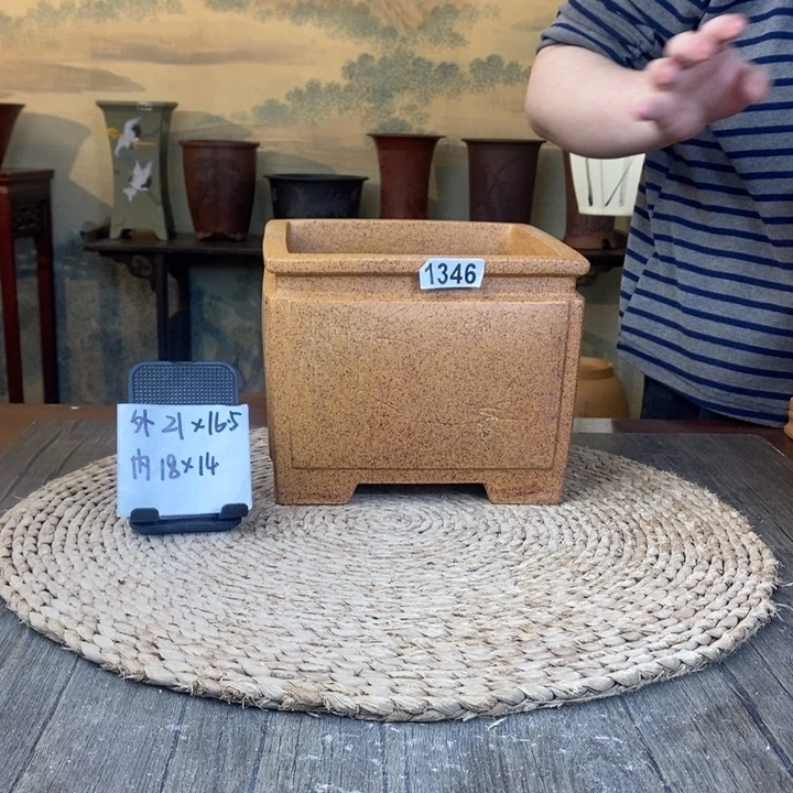 紫砂花盆  柴烧升级束口奎面一颗印1346