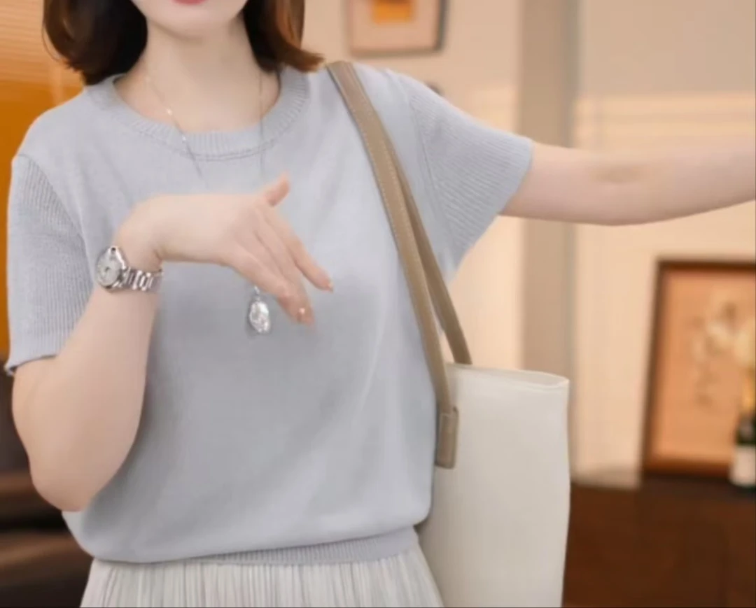 2025新款夏日时尚女生针织衫修身百搭显瘦