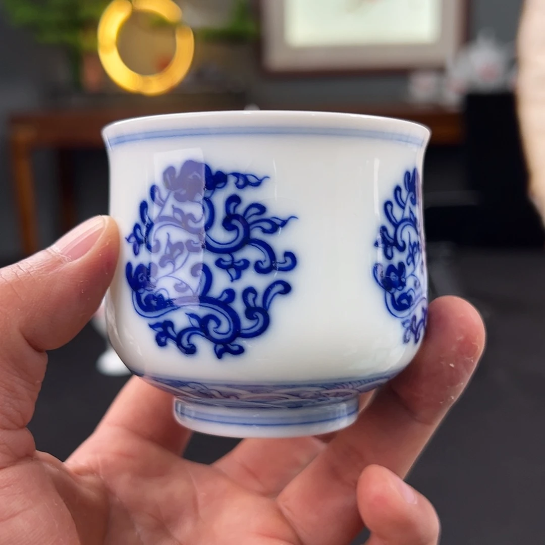 柴窑青花书卷福筒开片