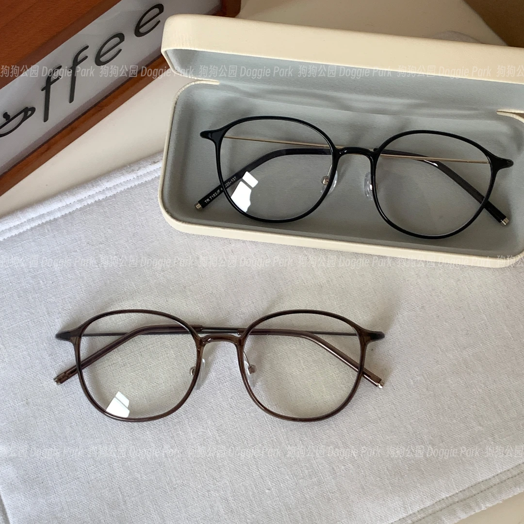 狗狗公园｜韩系素颜百搭镜框茶色超轻防蓝光椭圆眼镜架2025 新款