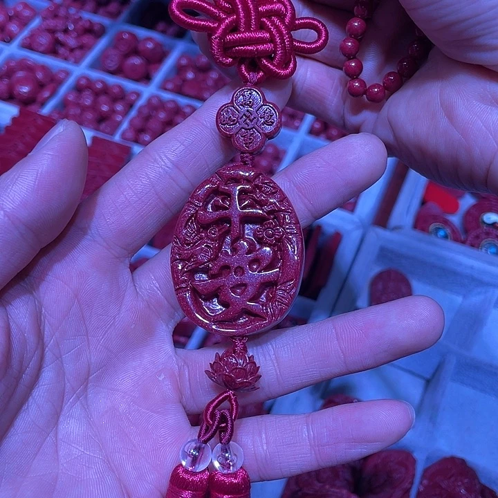 天然辰砂紫金砂平安车挂