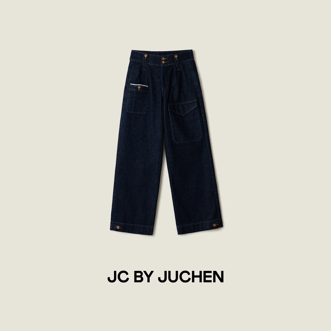 45系列1940大口袋法工雪花丹宁复古宽松直筒牛仔裤 FW205002-210