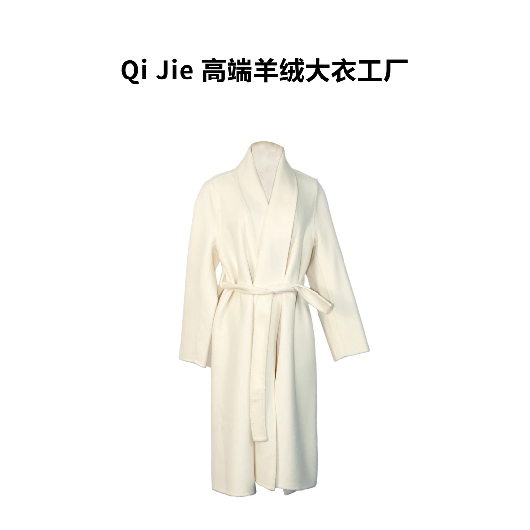 【香芋紫浴袍款+毛袖】高端羊绒大衣双面呢收腰温柔风气质8619长款