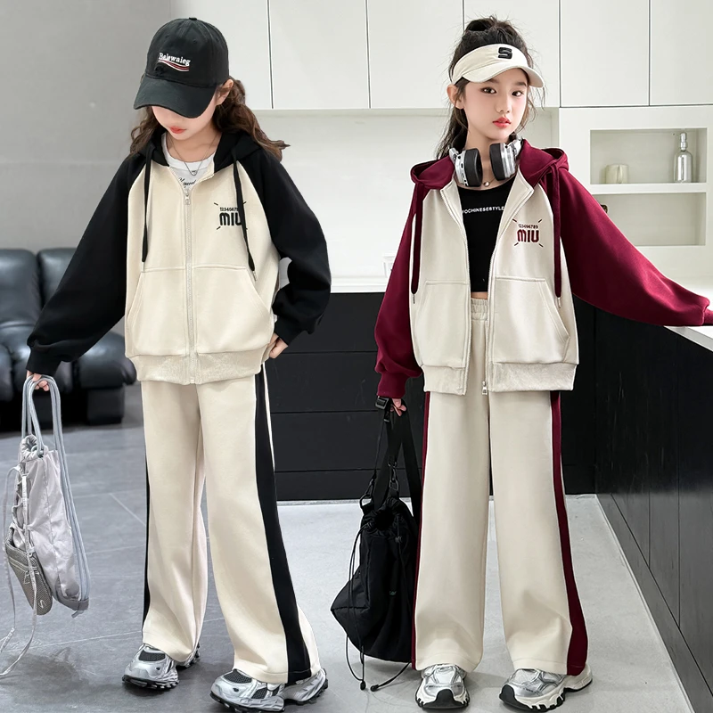 女童春装套装2025新款爆款中大童网红洋气儿童春秋休闲时髦两件套