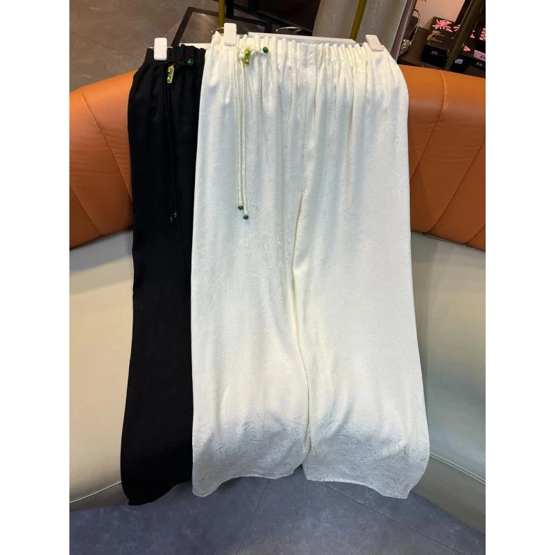 新中式国风休闲气质高腰时尚百搭宽松长款纯色直筒阔腿裤363