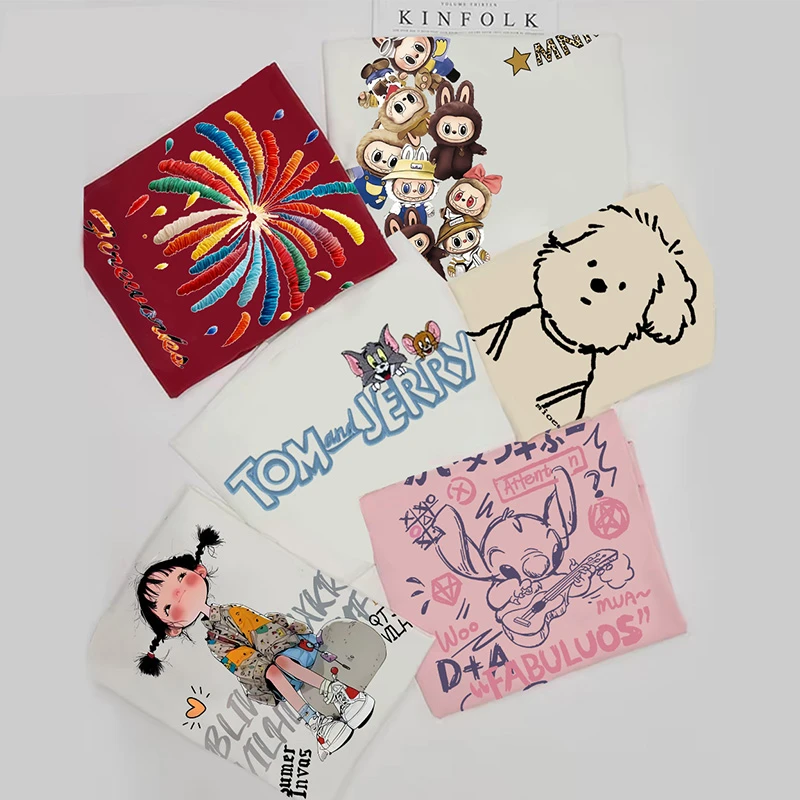 【101-182】夏季纯棉女装时尚高级感休闲打底衫短袖t恤新款印花