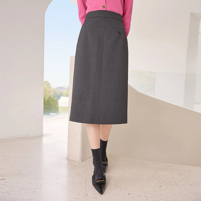 A3101817半身裙 香影高级感西装半身裙女2024冬季新款开叉显瘦气