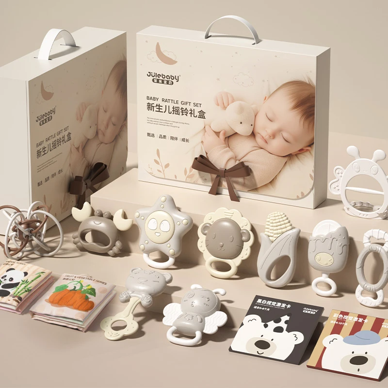 新生儿满月礼物手摇铃礼盒婴儿0-1周岁3月磨牙胶可咬安抚宝宝玩具