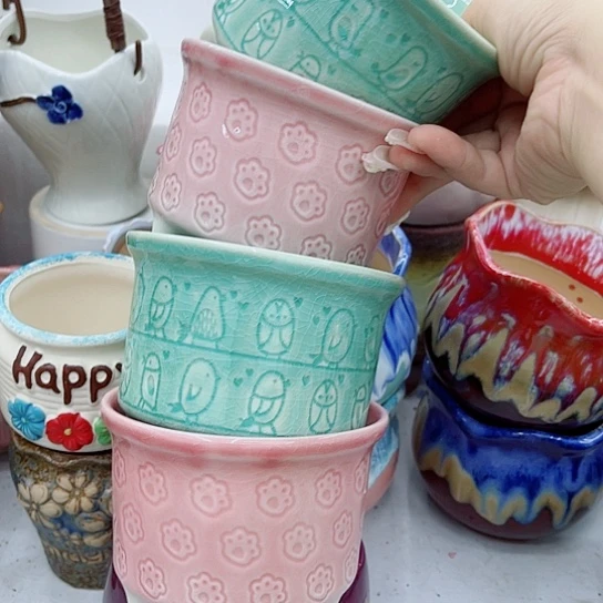 多肉绿植陶瓷花盆9.9包邮，有空