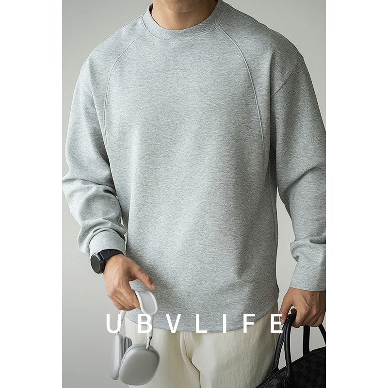 日系重磅宽松插肩袖袖子扣卫衣男2025春季潮流休闲长袖打底T恤