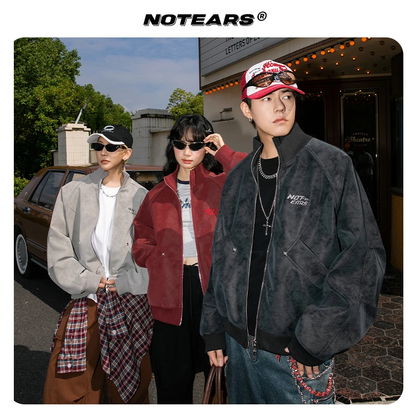 NOTEARS/没有眼泪 美式复古机车风潮流休闲夹克情侣款外套6659