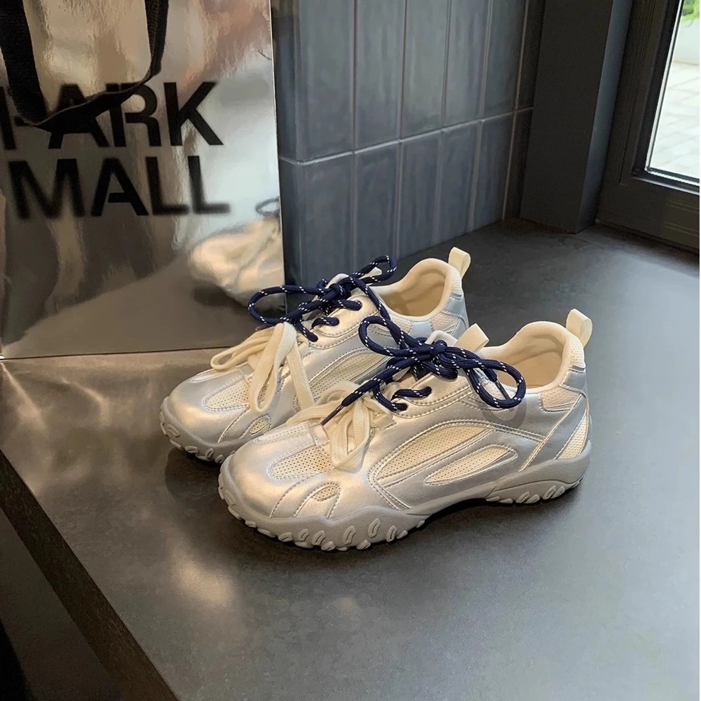 7cm内增高~经典板鞋圆头老爹鞋女时尚阿甘鞋春秋时尚轻奢德训鞋女