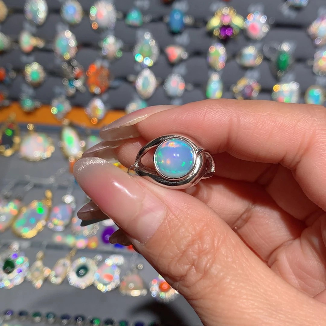 欧泊福利戒指银S925镶嵌x**星