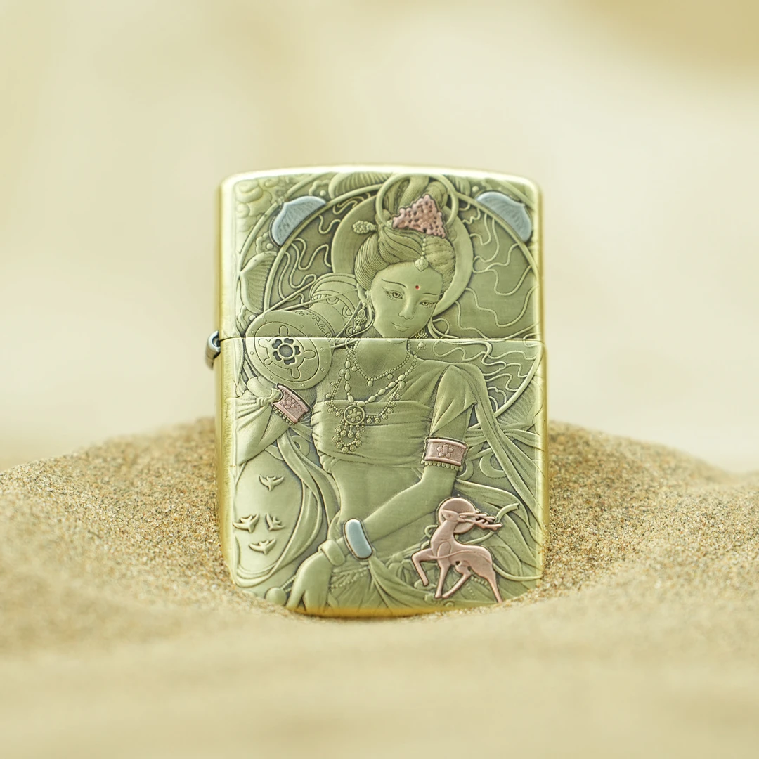 ZIPPO/之宝敦煌飞天纯铜盔甲紫铜镶嵌官方正品打火机防风DYJ1
