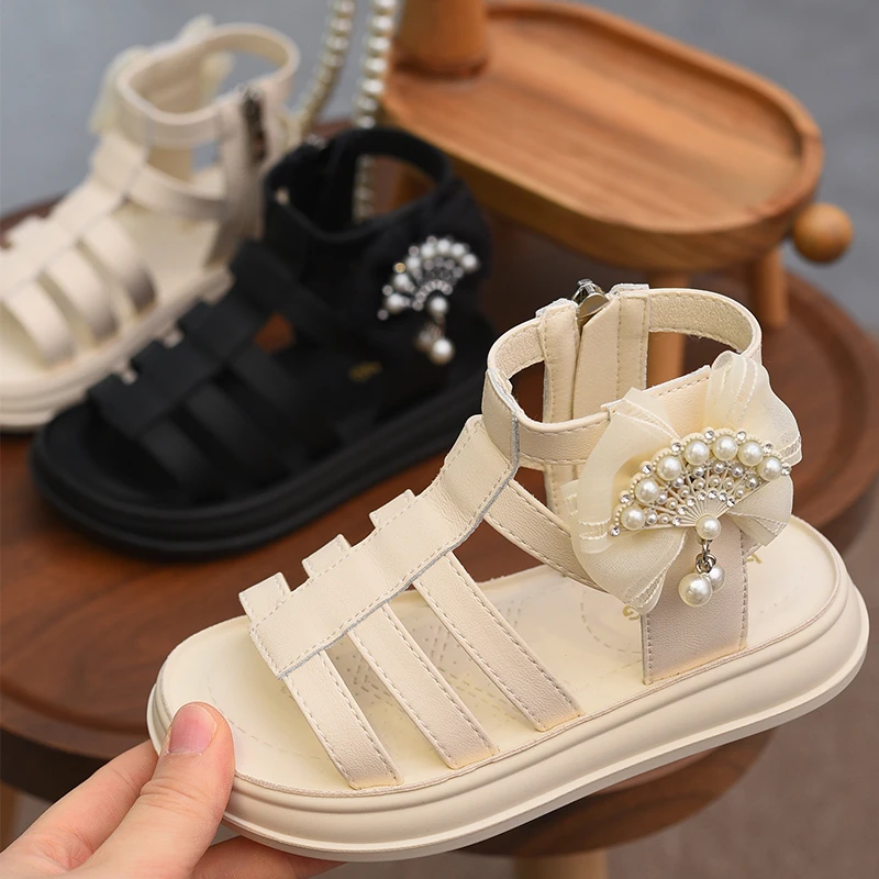 女童鞋子儿童罗马凉鞋2025夏季新款小女孩软底中国风公主汉服童鞋