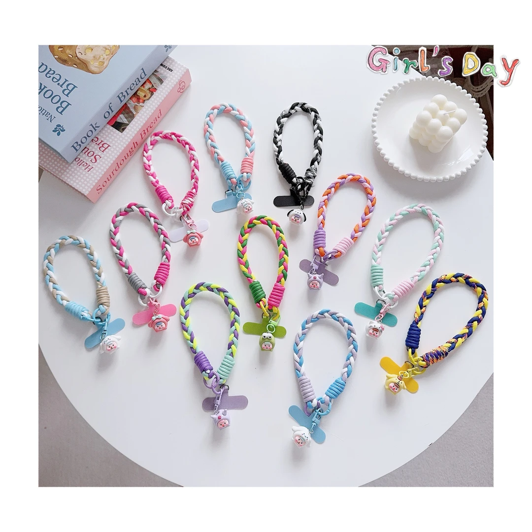 手机壳配件挂坠拼彩色短挂绳双边双头锁扣带挂件装饰品