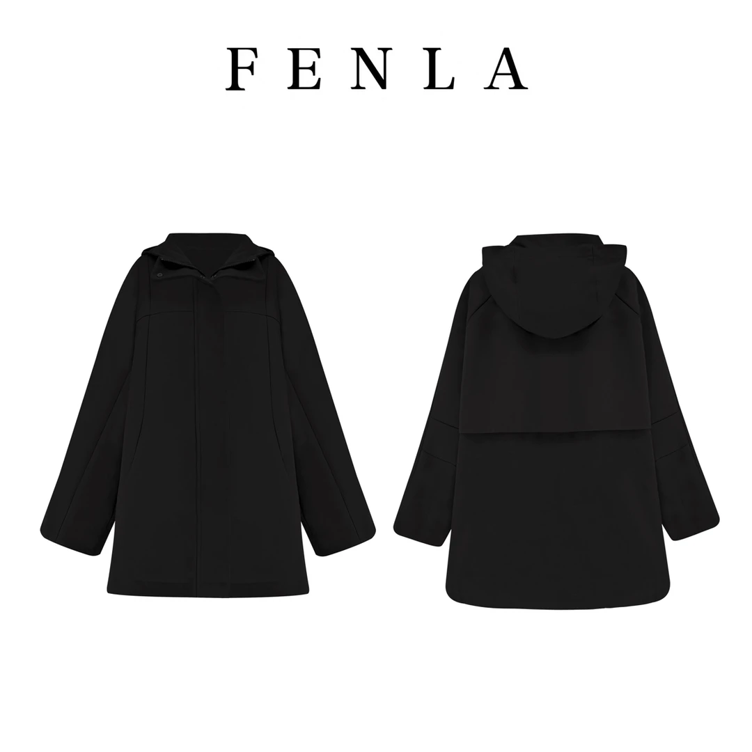 【惠姐私服】设计感一手长连帽风衣女宽松休闲风衣外套 85001