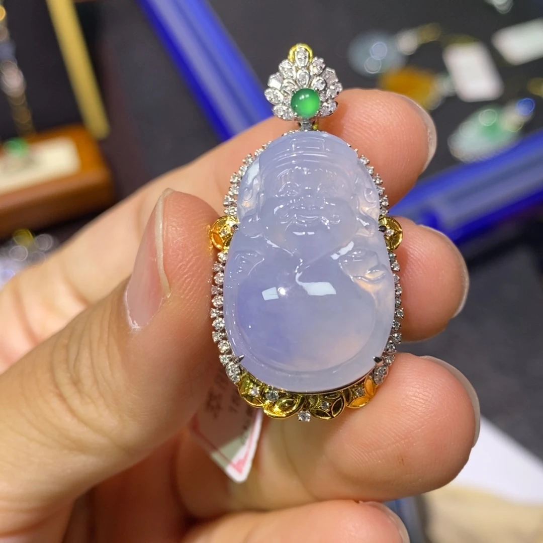 【闪购商品】翡翠18K金镶嵌吊坠(不含链)